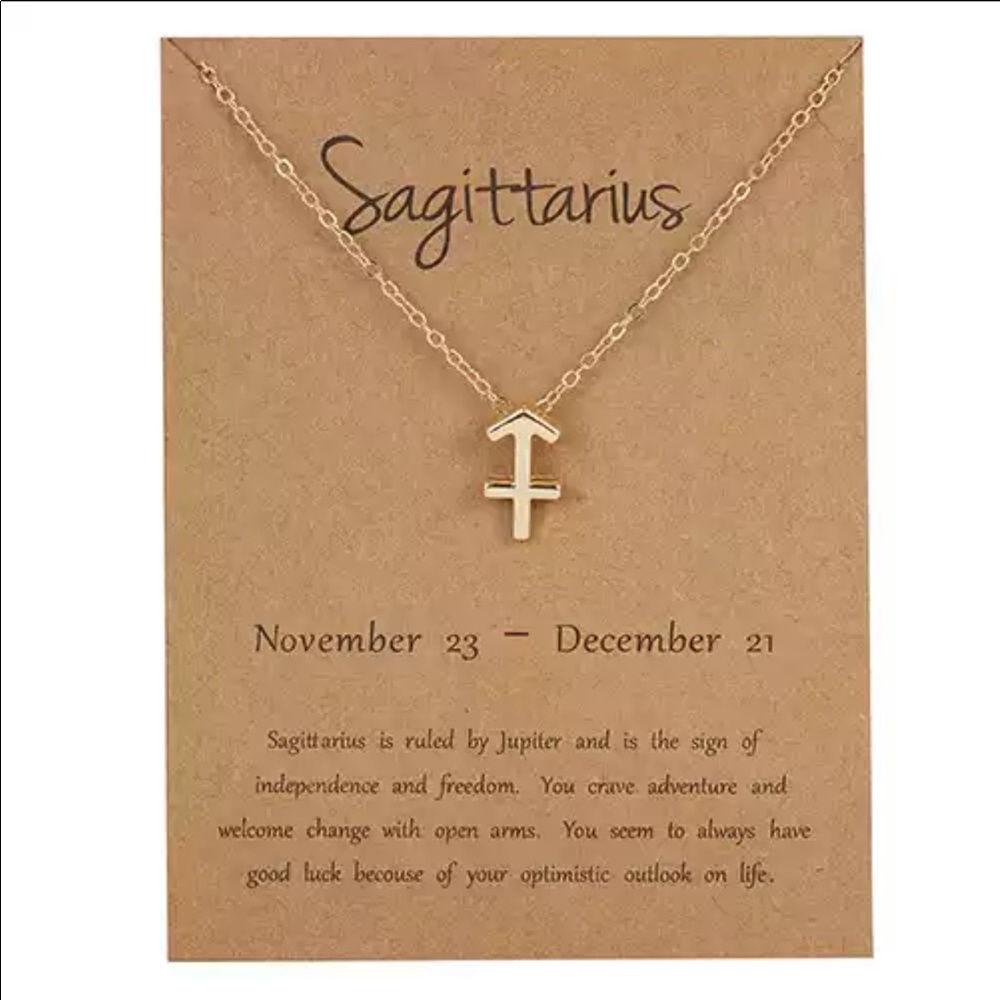 NWT Sagittarius Gold Zodiac Sign Charm Necklace - Picture 1 of 1